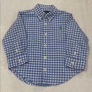 Ralph Lauren Blue and White Checkered Kids 12 month Shirt